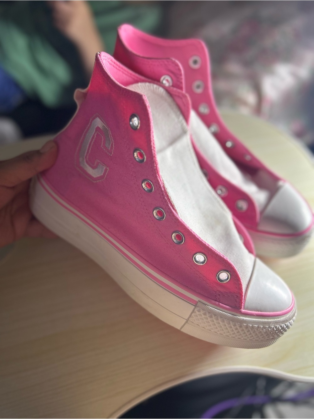 Converse CTAS Lift Platform High-Oops Pink/ White , Size 7-NO LACES